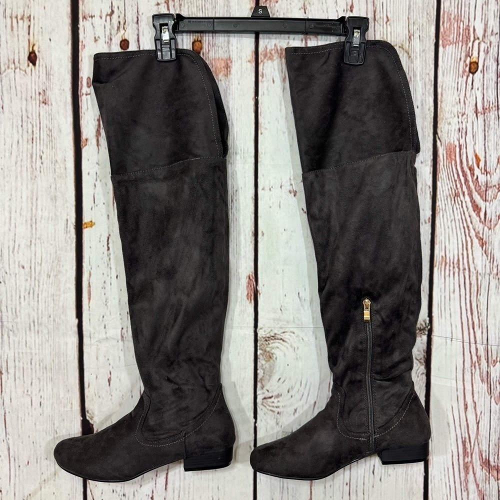 BUCCO microfiber faux suede Dark Grey  Over-the-Knee, Knee High Boots 6.5 GUC